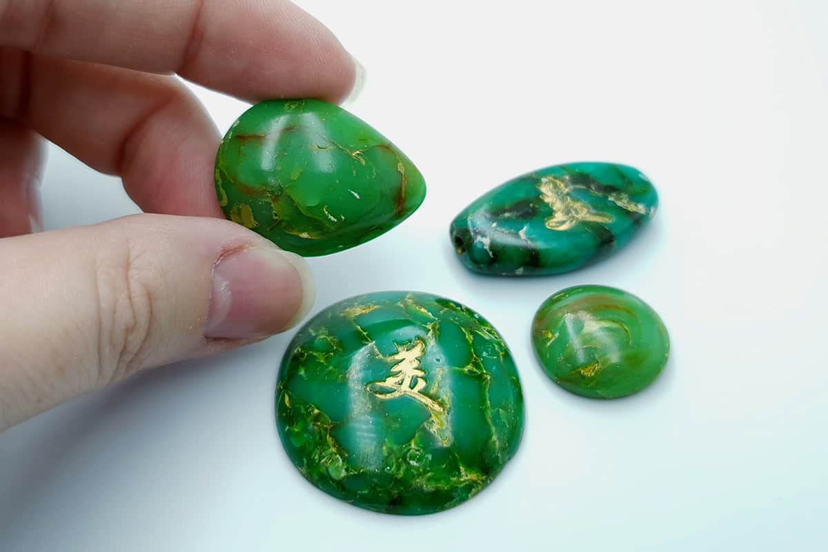 4 cabochons, Faux Jade Stone from Polymer Clay (#2) Cabochons SweetyBijou Cabochons   