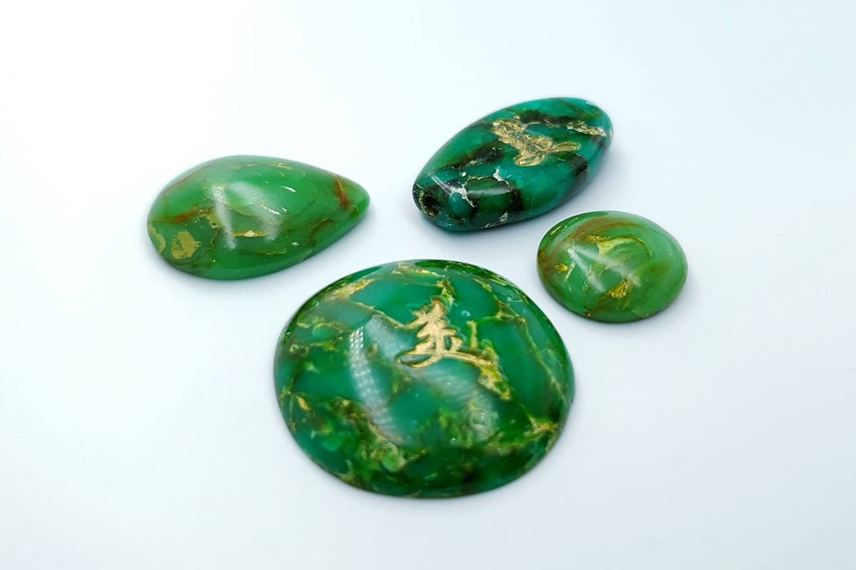 4 cabochons, Faux Jade Stone from Polymer Clay (#2) Cabochons SweetyBijou Cabochons   