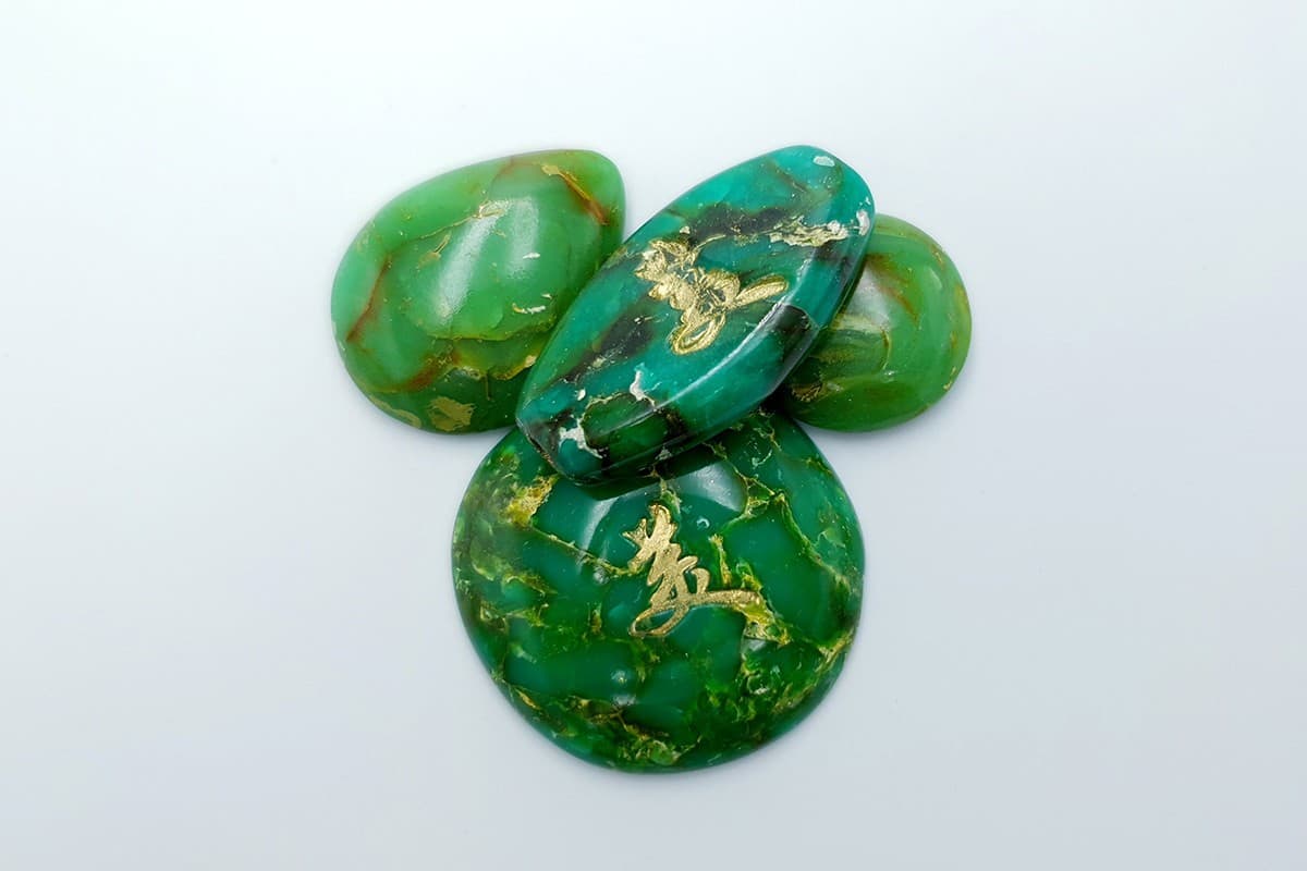 4 cabochons, Faux Jade Stone from Polymer Clay (#2) Cabochons SweetyBijou Cabochons   