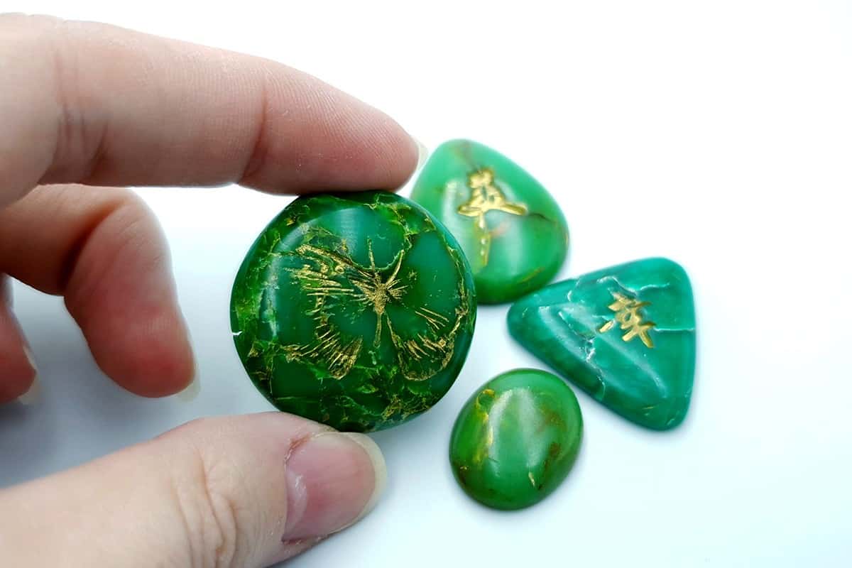 4 cabochons, Faux Jade Stone from Polymer Clay (#1) Cabochons SweetyBijou Cabochons   