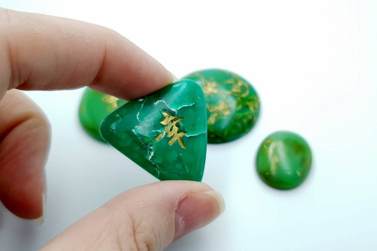 4 cabochons, Faux Jade Stone from Polymer Clay (#1) Cabochons SweetyBijou Cabochons   