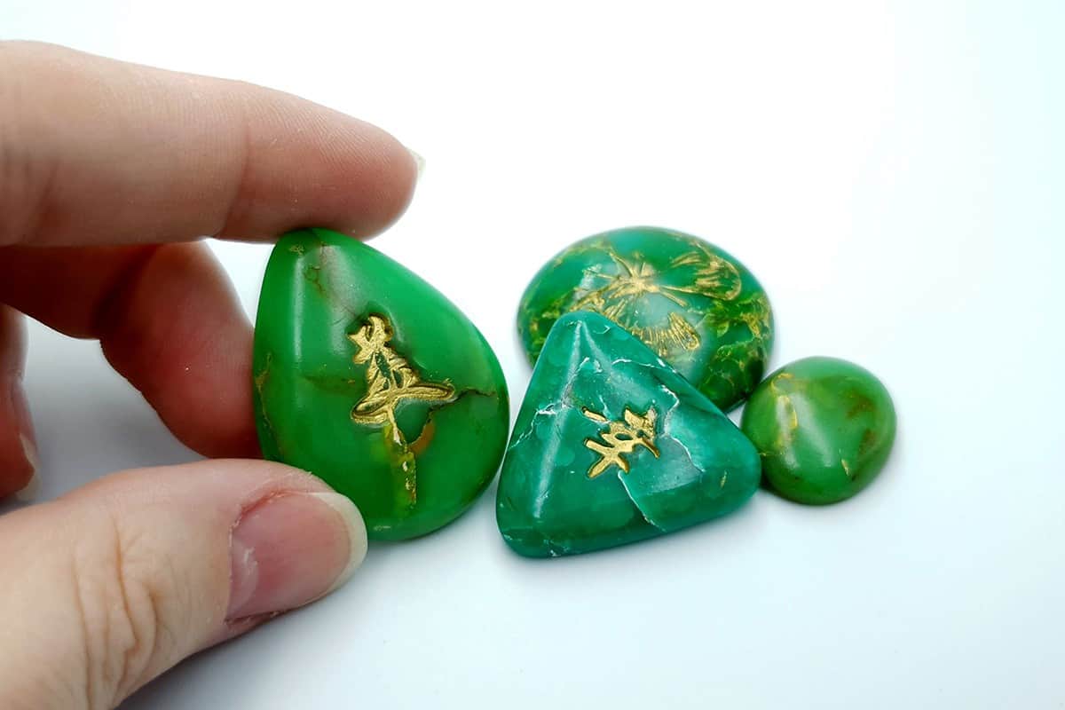 4 cabochons, Faux Jade Stone from Polymer Clay (#1) Cabochons SweetyBijou Cabochons   