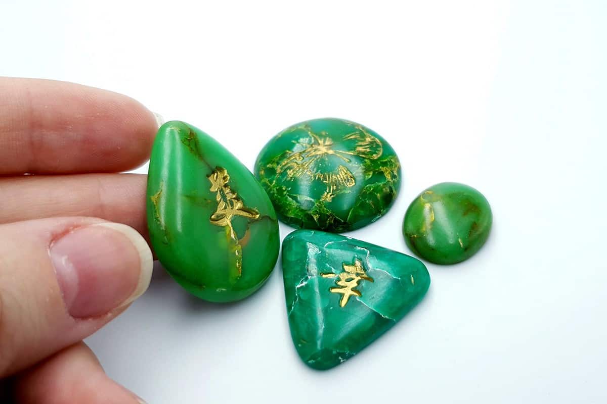 4 cabochons, Faux Jade Stone from Polymer Clay (#1) Cabochons SweetyBijou Cabochons   