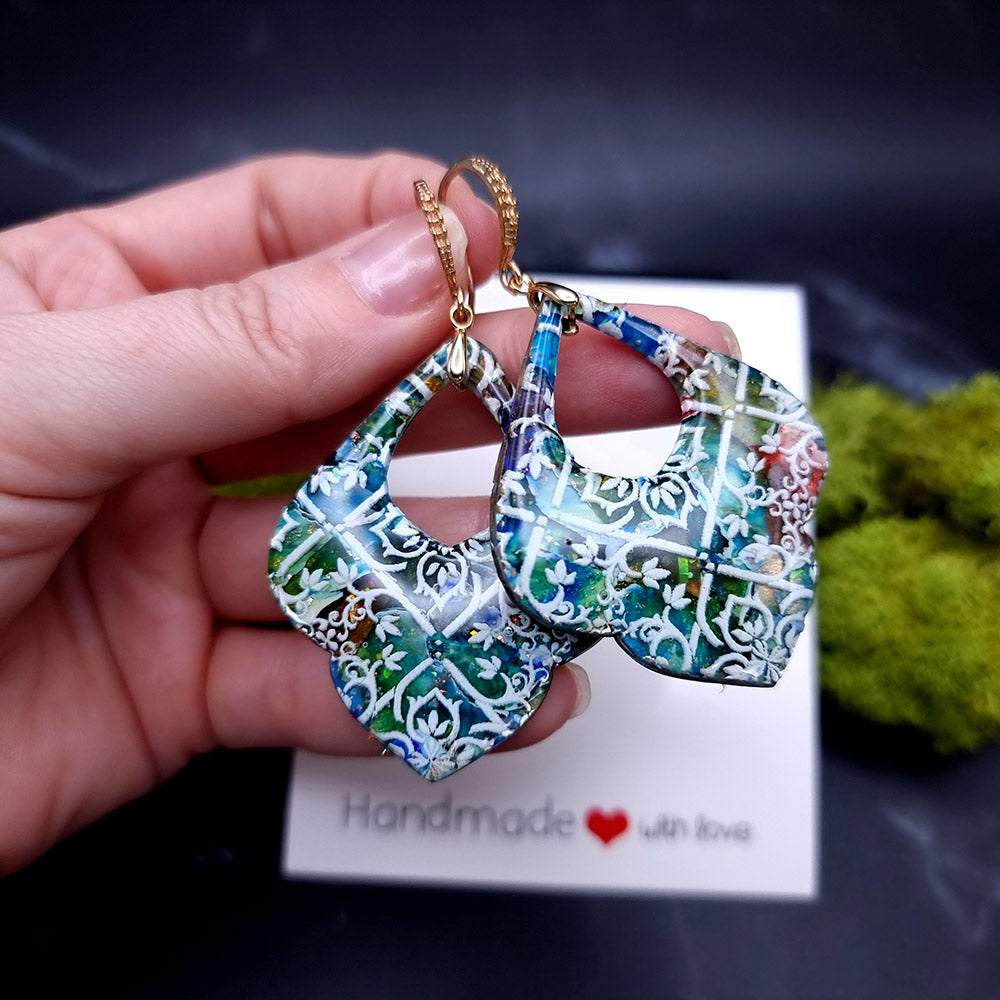 Charm Stained Glass Earrings - Gift of Romance and Artistry Earrings SweetyBijou Jewelry   