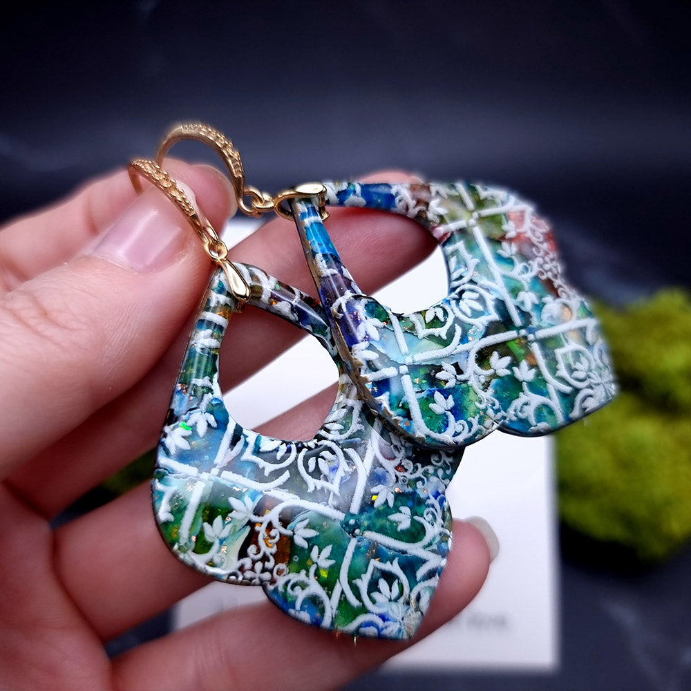 Charm Stained Glass Earrings - Gift of Romance and Artistry Earrings SweetyBijou Jewelry   