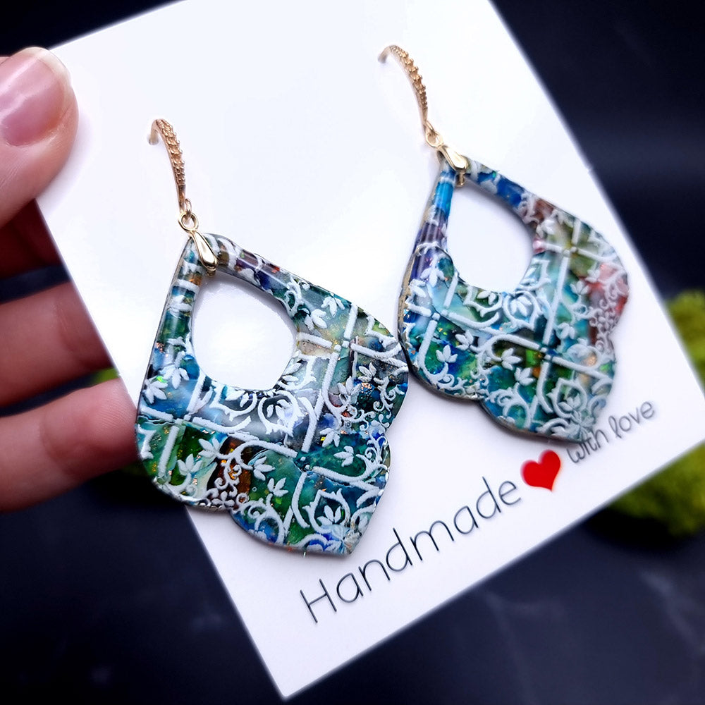 Charm Stained Glass Earrings - Gift of Romance and Artistry Earrings SweetyBijou Jewelry   