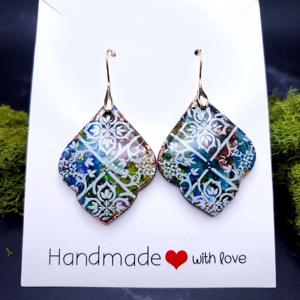 Stained Glass Earrings - Quintessential Love Statement Earrings SweetyBijou Jewelry   