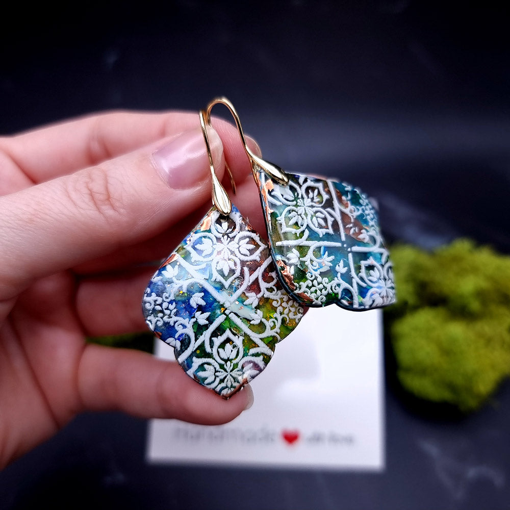 Stained Glass Earrings - Quintessential Love Statement Earrings SweetyBijou Jewelry   