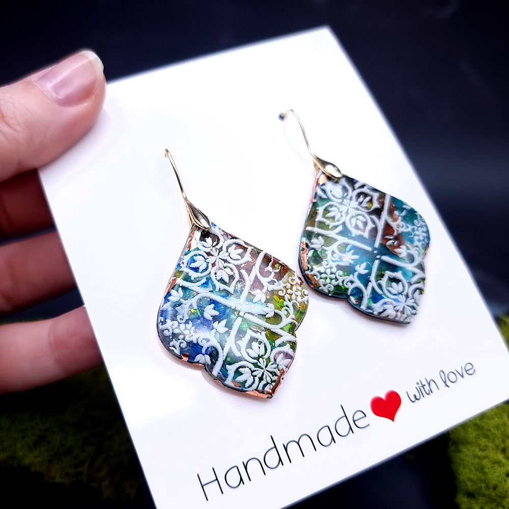 Stained Glass Earrings - Quintessential Love Statement Earrings SweetyBijou Jewelry   