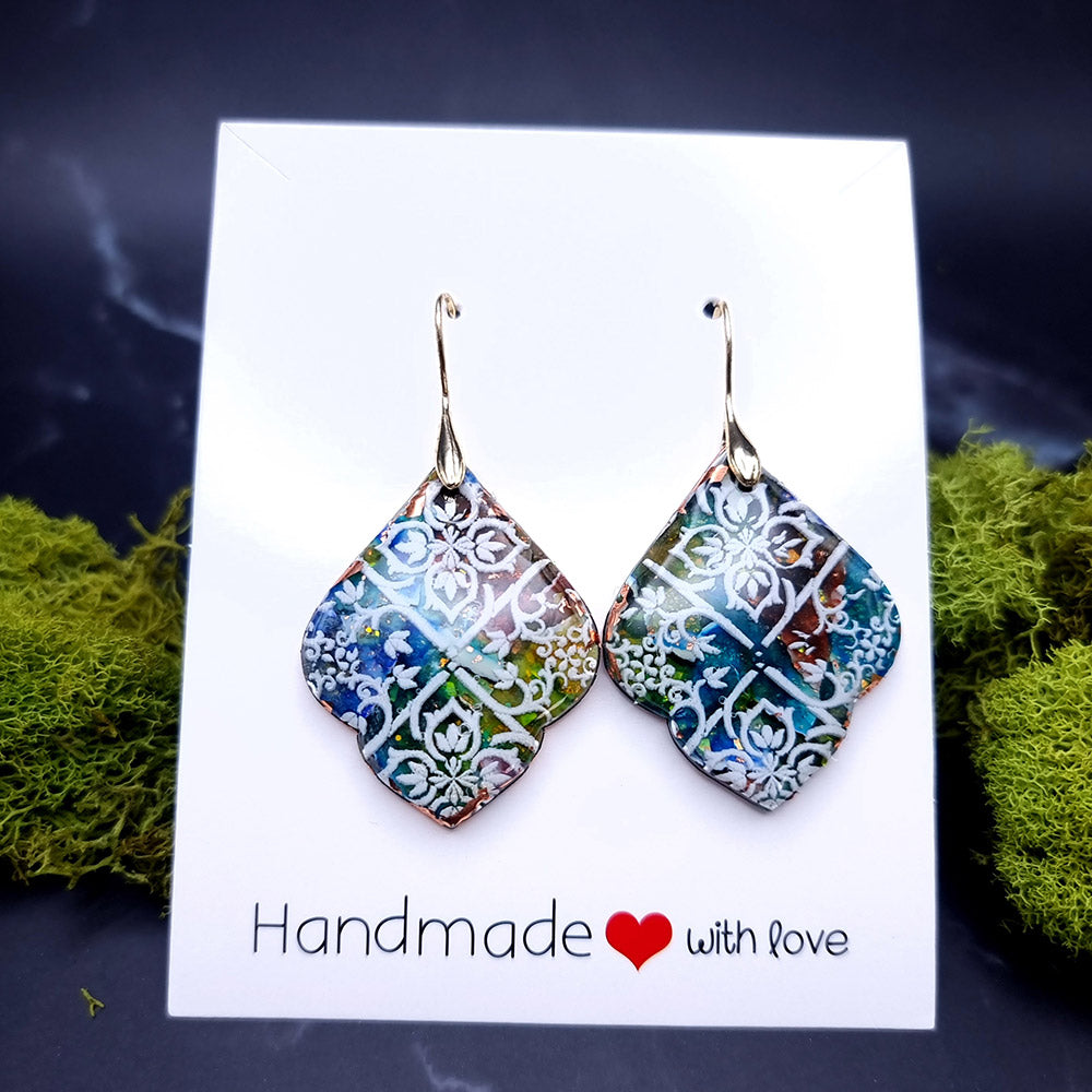 Stained Glass Earrings - Quintessential Love Statement Earrings SweetyBijou Jewelry   