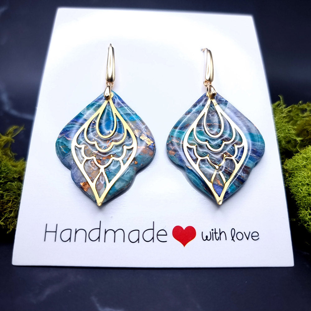 Mystic Feather Blue Stone Earrings - Token of Love for Special Days Earrings SweetyBijou Jewelry   