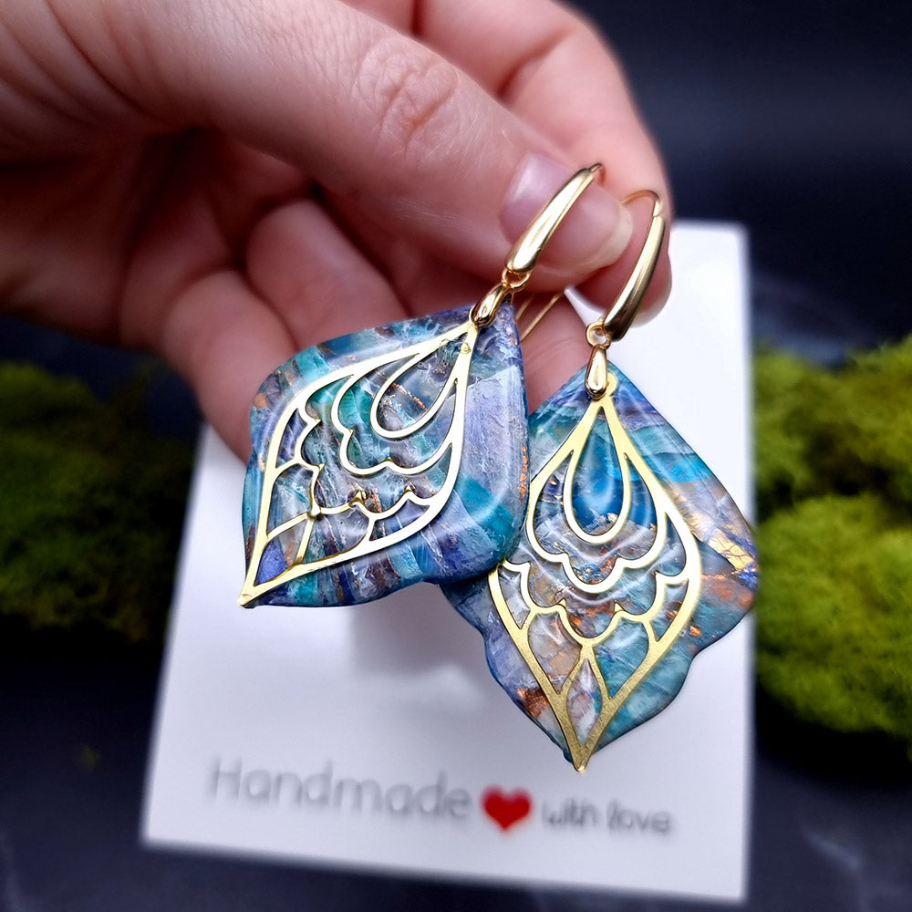 Mystic Feather Blue Stone Earrings - Token of Love for Special Days Earrings SweetyBijou Jewelry   