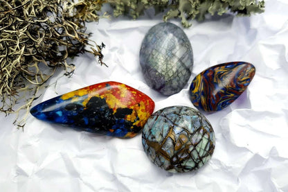 4 pcs Labradorite Pietersite Stone Mix (Set #4) Cabochons SweetyBijou Cabochons   