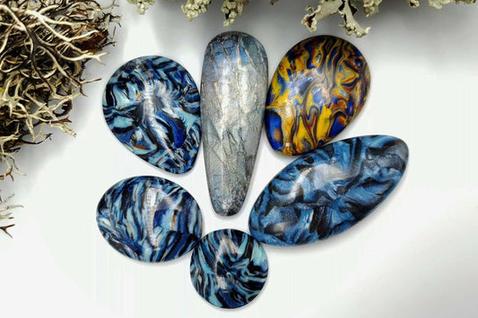 6 pcs Labradorite Pietersite Stone Mix (Set #5) Cabochons SweetyBijou Cabochons   