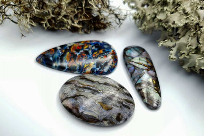 3 pcs Labradorite Pietersite Stone Mix (Set #7) Cabochons SweetyBijou Cabochons   