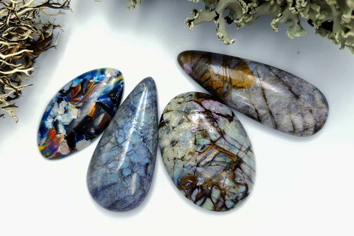 4 pcs Labradorite Pietersite Stone Mix (Set #9) Cabochons SweetyBijou Cabochons Default Title  