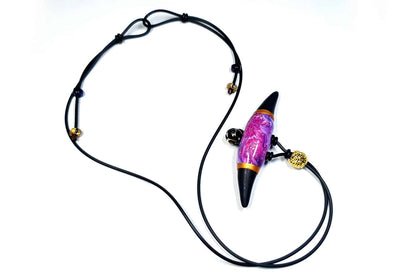 Long Pendant with Pink Black Bead Pendant SweetyBijou Jewelry   