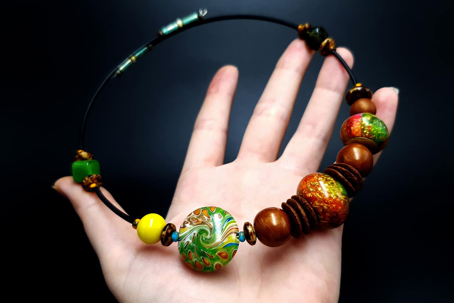 Necklace with faux glass Beads4 Necklace SweetyBijou Jewelry   