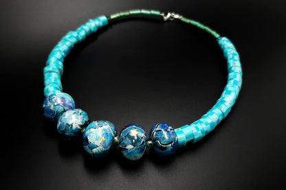 Necklace with blue beads Necklace SweetyBijou Jewelry   