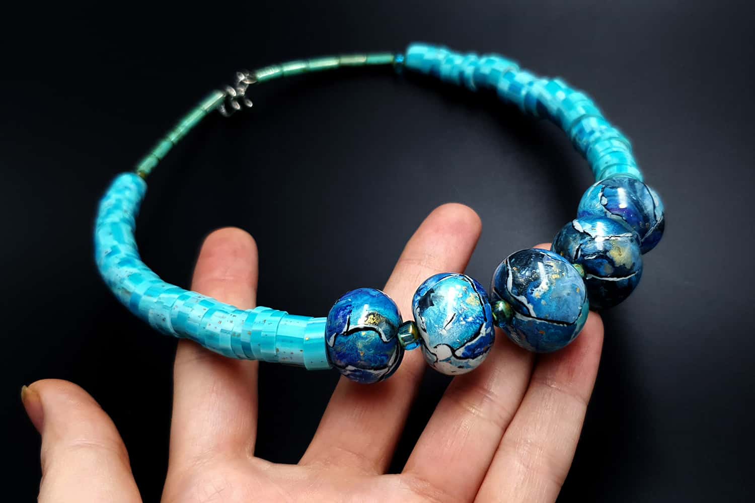 Necklace with blue beads Necklace SweetyBijou Jewelry   