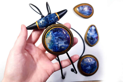 Long Pendant "Blue Lagune" Pendant SweetyBijou Jewelry   