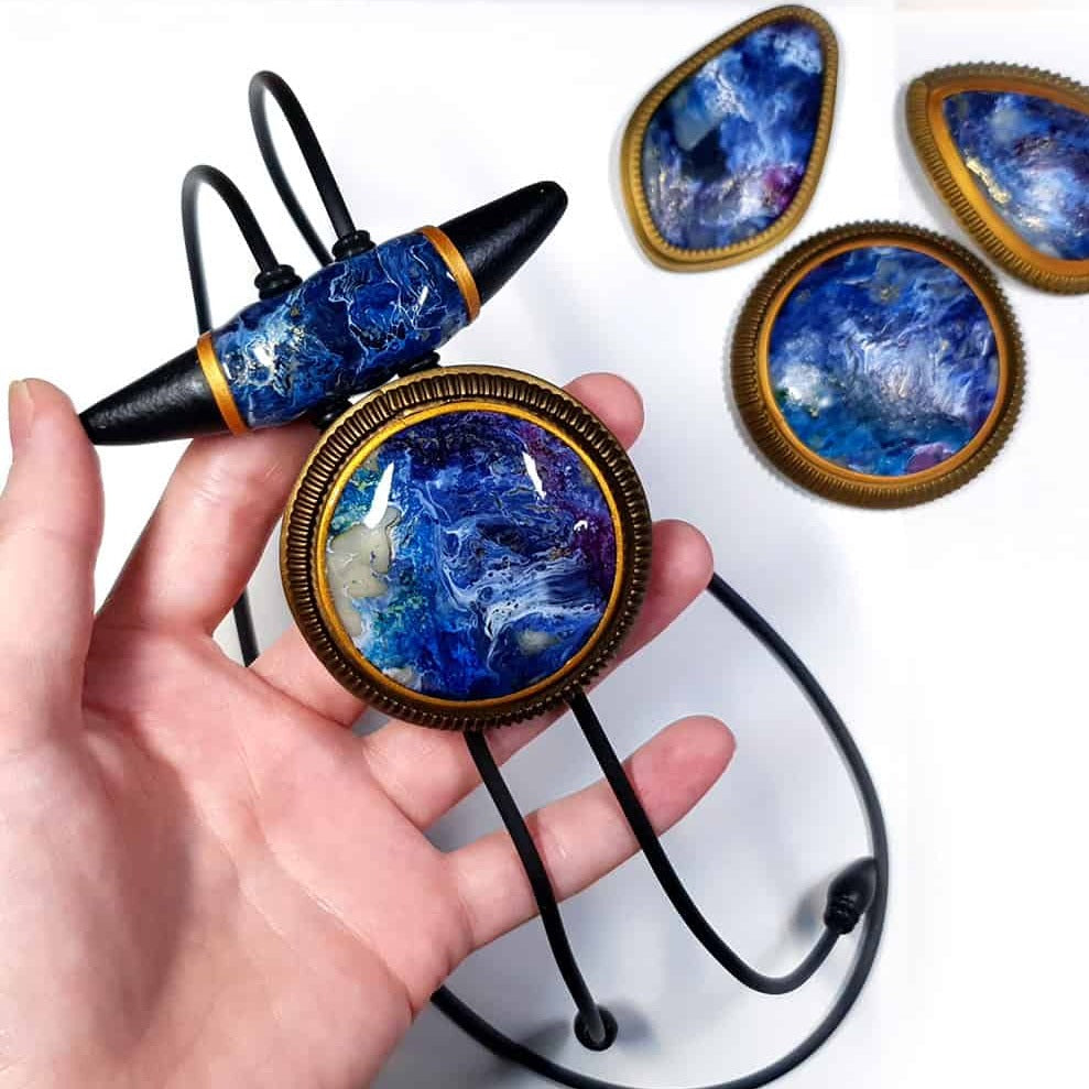 Long Pendant "Blue Lagune" Pendant SweetyBijou Jewelry Default Title  