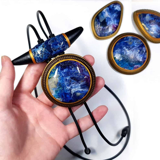 Long Pendant "Blue Lagune" Pendant SweetyBijou Jewelry Default Title  