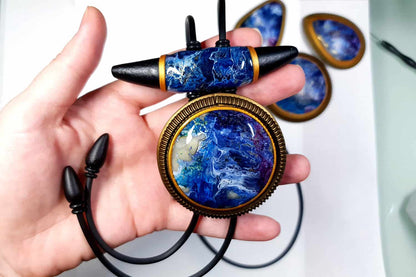 Long Pendant "Blue Lagune" Pendant SweetyBijou Jewelry   