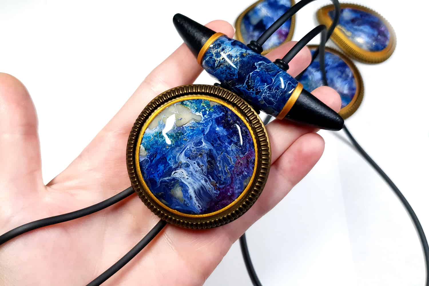 Long Pendant "Blue Lagune" Pendant SweetyBijou Jewelry   