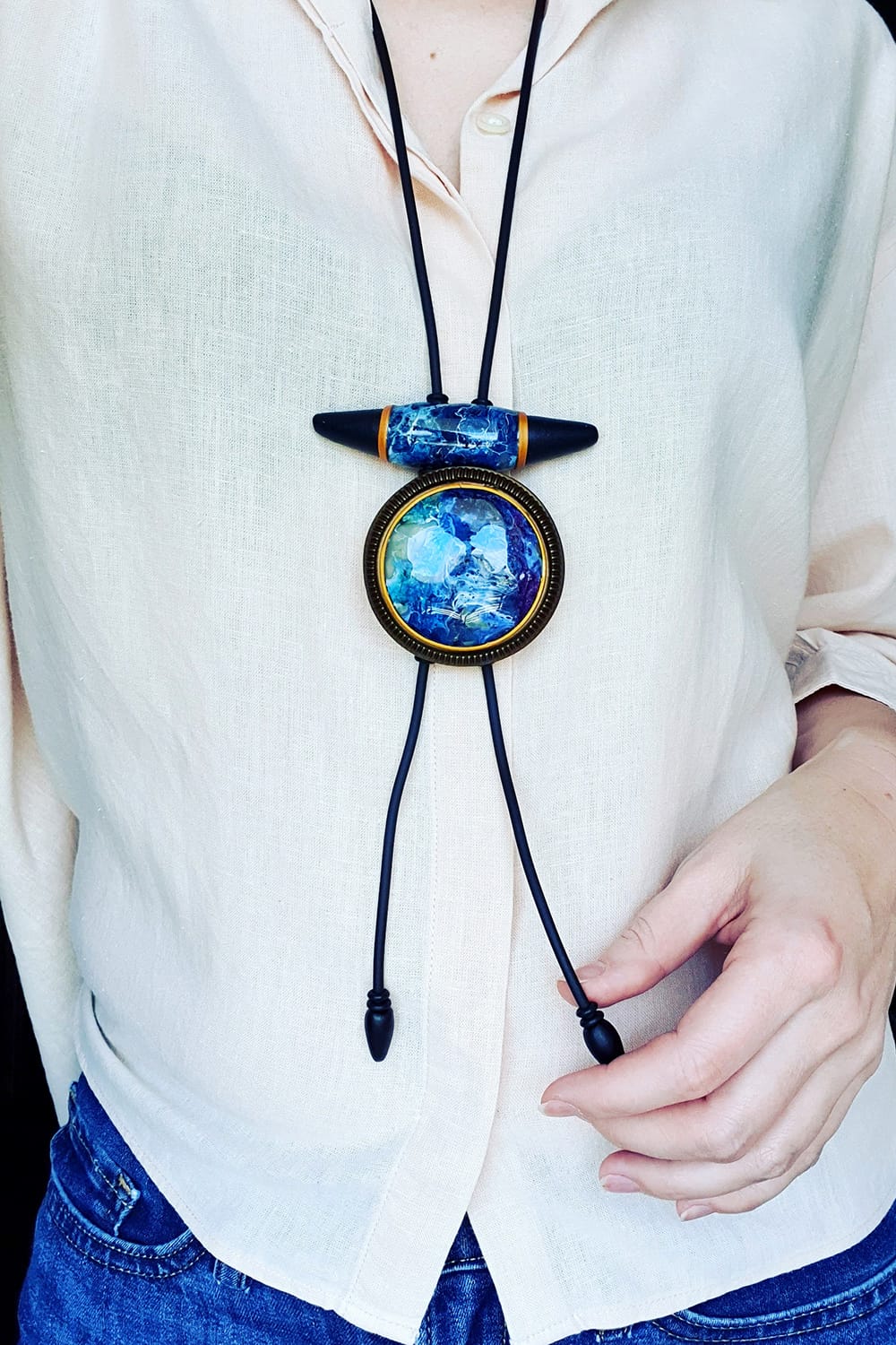 Long Pendant "Blue Lagune" Pendant SweetyBijou Jewelry   