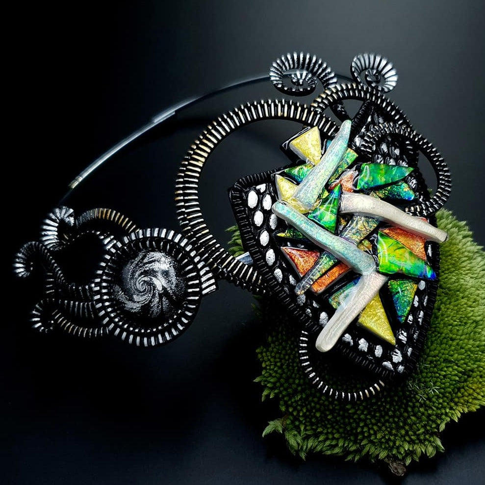 Fused Glass Necklace. Polymer clay Necklace SweetyBijou Jewelry Default Title  