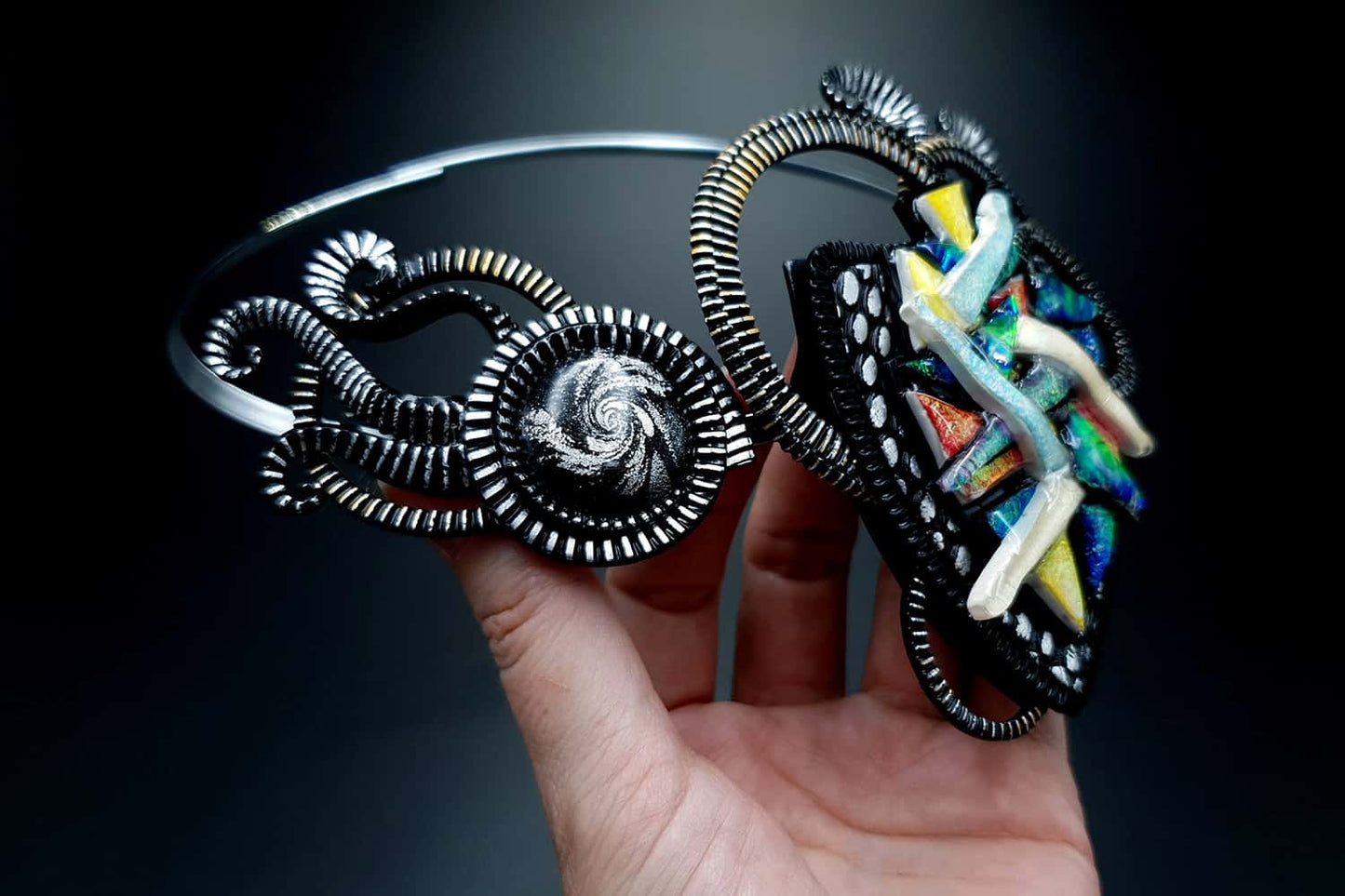 Fused Glass Necklace. Polymer clay Necklace SweetyBijou Jewelry   