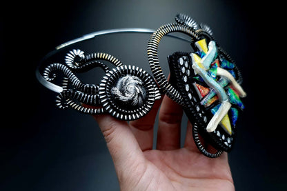 Fused Glass Necklace. Polymer clay Necklace SweetyBijou Jewelry   