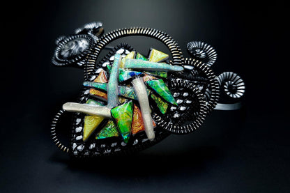 Fused Glass Necklace. Polymer clay Necklace SweetyBijou Jewelry   