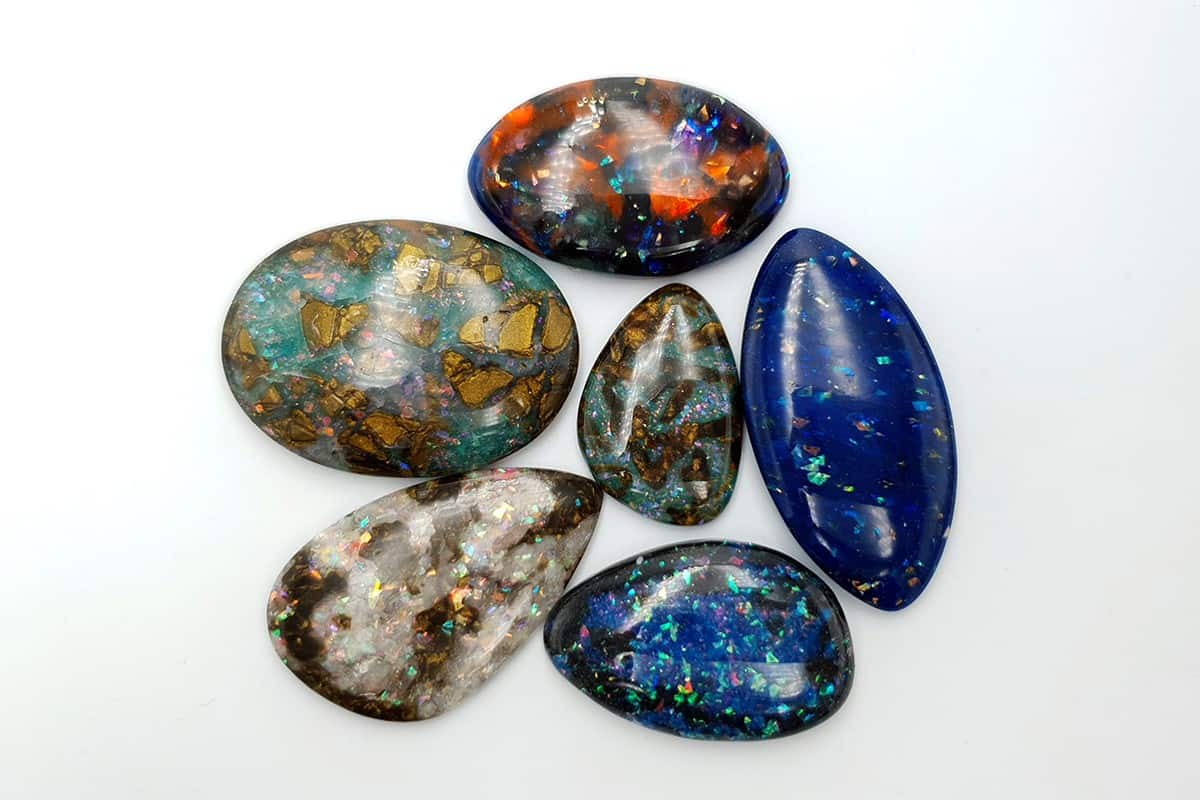 6 pcs Faux Opal in Mix Style from Polymer Clay (#1) Cabochons SweetyBijou Cabochons   