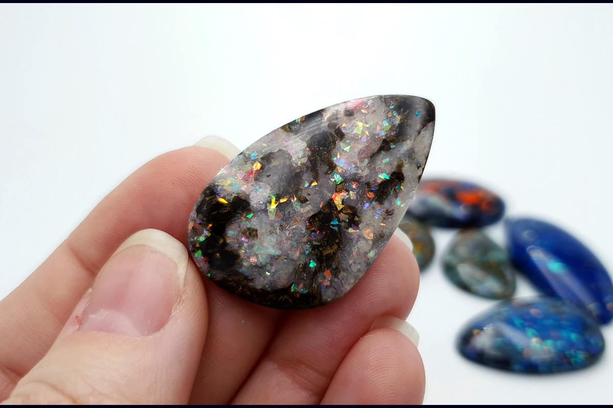 6 pcs Faux Opal in Mix Style from Polymer Clay (#1) Cabochons SweetyBijou Cabochons   