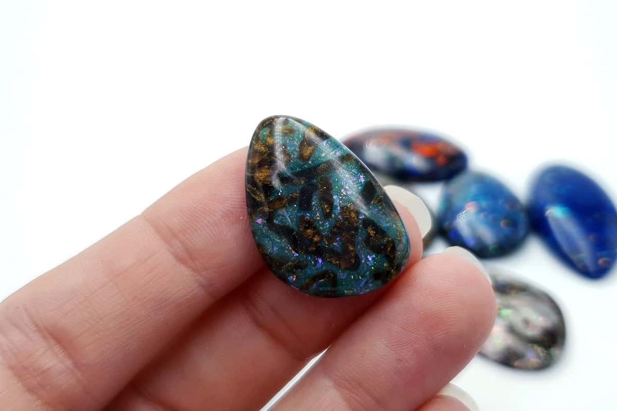 6 pcs Faux Opal in Mix Style from Polymer Clay (#1) Cabochons SweetyBijou Cabochons   