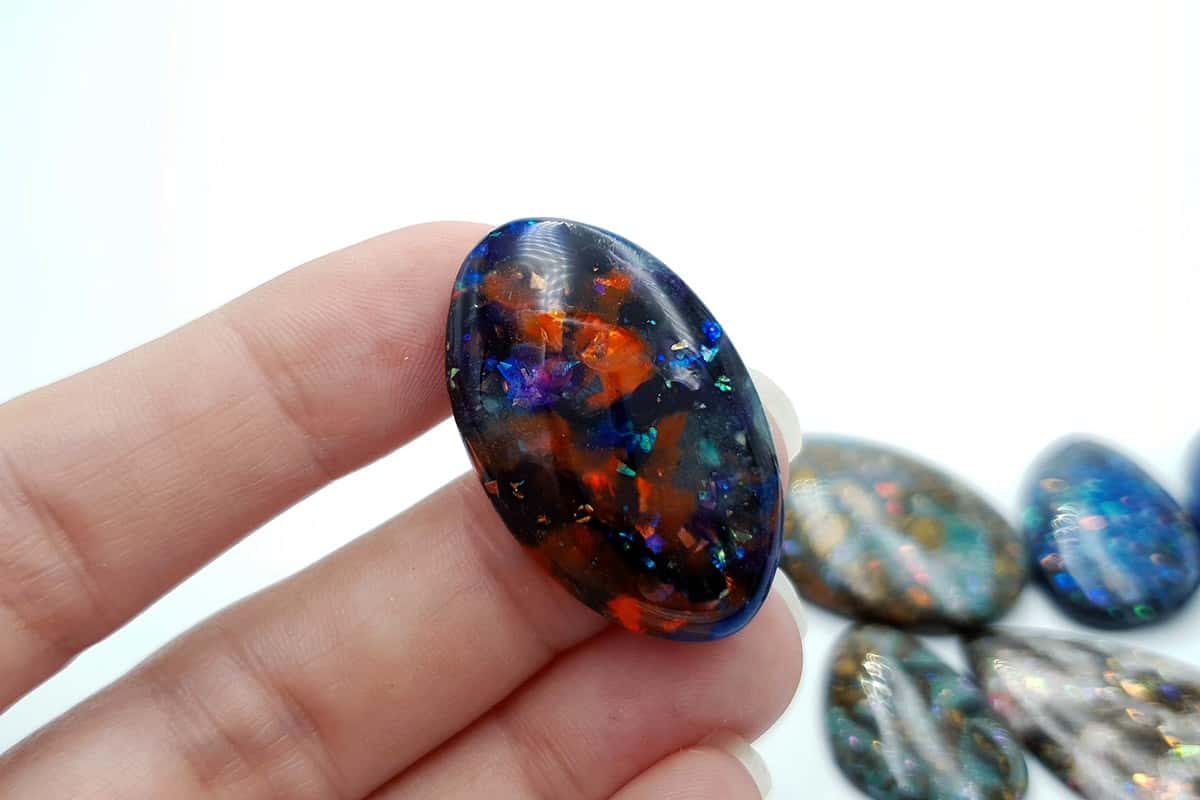 6 pcs Faux Opal in Mix Style from Polymer Clay (#1) Cabochons SweetyBijou Cabochons   