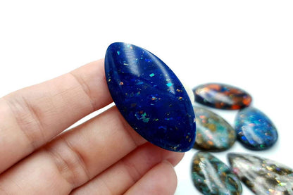 6 pcs Faux Opal in Mix Style from Polymer Clay (#1) Cabochons SweetyBijou Cabochons   