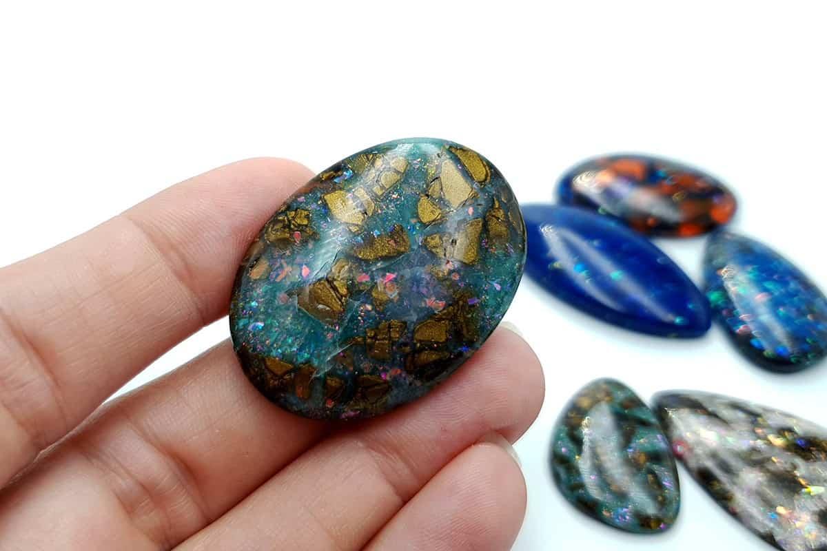 6 pcs Faux Opal in Mix Style from Polymer Clay (#1) Cabochons SweetyBijou Cabochons   