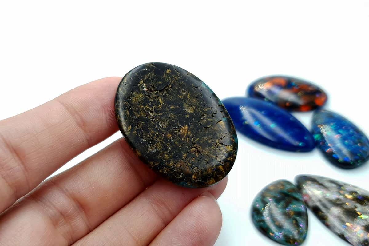 6 pcs Faux Opal in Mix Style from Polymer Clay (#1) Cabochons SweetyBijou Cabochons   