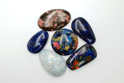 6 pcs Faux Opal in Mix Style from Polymer Clay (#3) Cabochons SweetyBijou Cabochons Default Title  