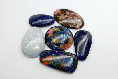 6 pcs Faux Opal in Mix Style from Polymer Clay (#3) Cabochons SweetyBijou Cabochons   