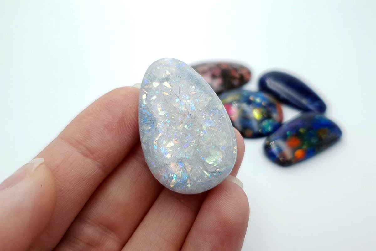 6 pcs Faux Opal in Mix Style from Polymer Clay (#3) Cabochons SweetyBijou Cabochons   