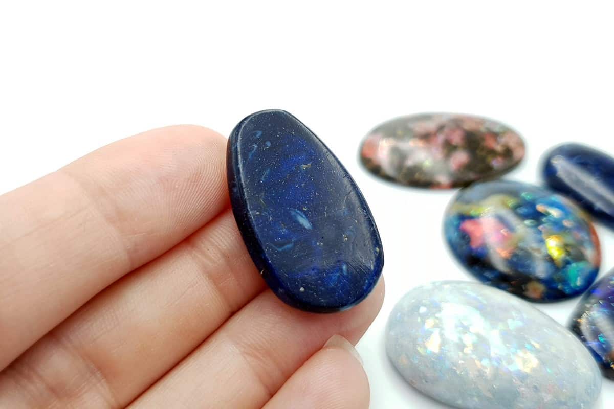 6 pcs Faux Opal in Mix Style from Polymer Clay (#3) Cabochons SweetyBijou Cabochons   