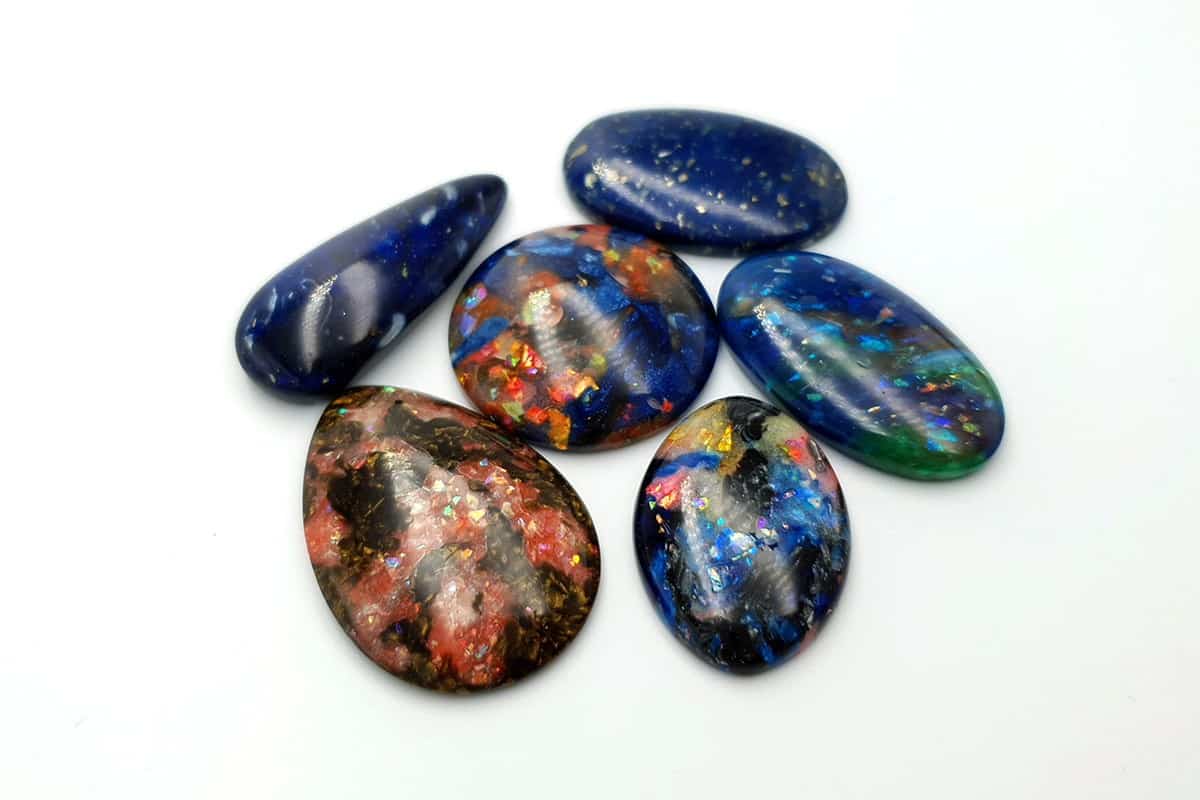 6 pcs Faux Opal in Mix Style from Polymer Clay (#4) Cabochons SweetyBijou Cabochons   