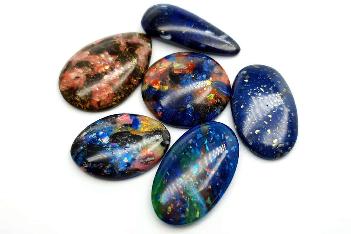 6 pcs Faux Opal in Mix Style from Polymer Clay (#4) Cabochons SweetyBijou Cabochons   