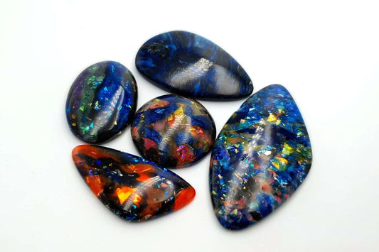 5 pcs Faux Opal in Mix Style from Polymer Clay (#5) Cabochons SweetyBijou Cabochons   