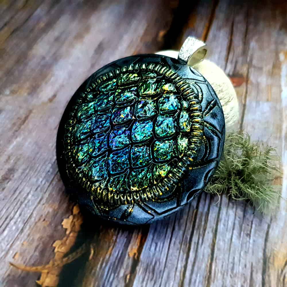 Polymer clay Green "Dragon's Treasure" Pendant Pendant SweetyBijou Jewelry   