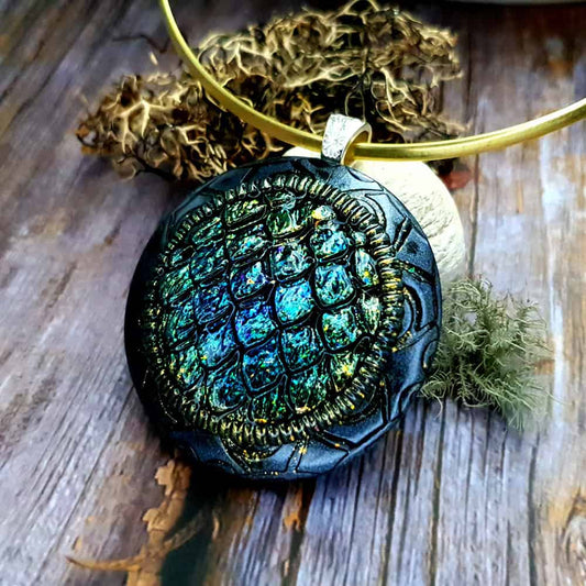 Polymer clay Green "Dragon's Treasure" Pendant Pendant SweetyBijou Jewelry Default Title  